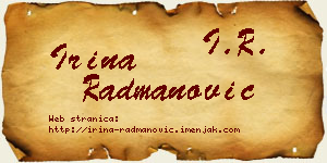 Irina Radmanović vizit kartica